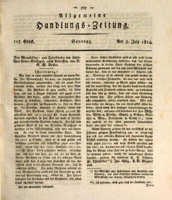 Allgemeine Handlungs-Zeitung Sonntag 3. Juli 1814