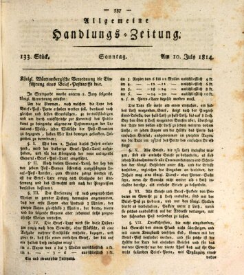 Allgemeine Handlungs-Zeitung Sonntag 10. Juli 1814