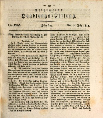 Allgemeine Handlungs-Zeitung Dienstag 12. Juli 1814