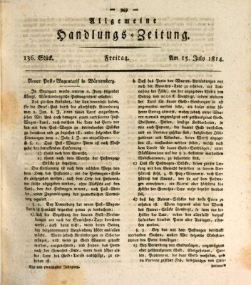 Allgemeine Handlungs-Zeitung Freitag 15. Juli 1814