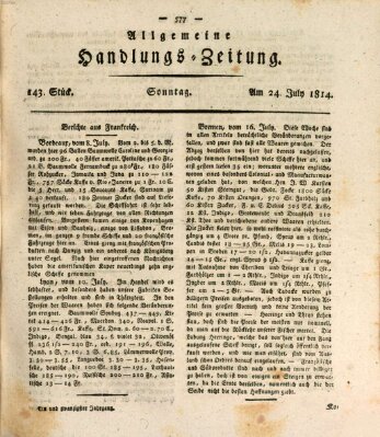 Allgemeine Handlungs-Zeitung Sonntag 24. Juli 1814