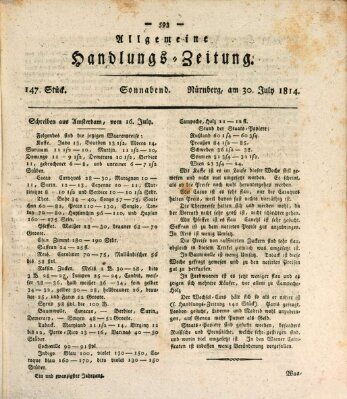 Allgemeine Handlungs-Zeitung Samstag 30. Juli 1814