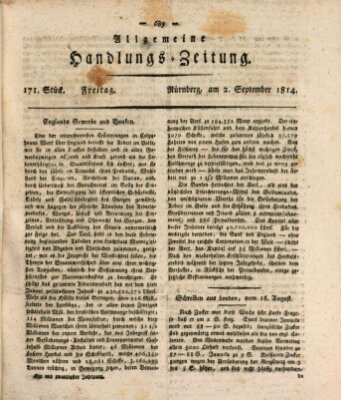 Allgemeine Handlungs-Zeitung Freitag 2. September 1814