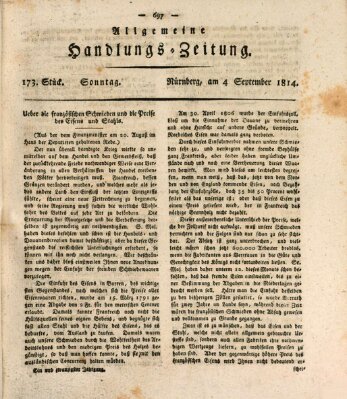 Allgemeine Handlungs-Zeitung Sonntag 4. September 1814