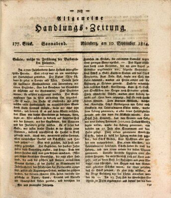 Allgemeine Handlungs-Zeitung Samstag 10. September 1814