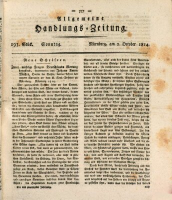 Allgemeine Handlungs-Zeitung Sonntag 2. Oktober 1814