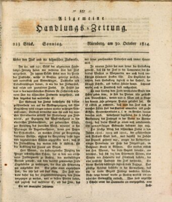 Allgemeine Handlungs-Zeitung Sonntag 30. Oktober 1814