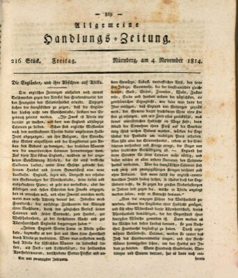 Allgemeine Handlungs-Zeitung Freitag 4. November 1814