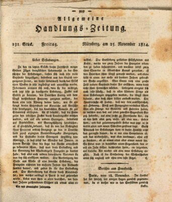 Allgemeine Handlungs-Zeitung Freitag 25. November 1814