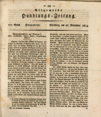 Allgemeine Handlungs-Zeitung Samstag 26. November 1814