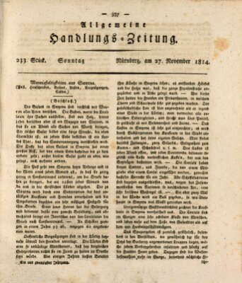 Allgemeine Handlungs-Zeitung Sonntag 27. November 1814