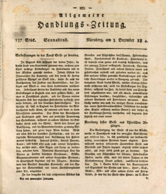 Allgemeine Handlungs-Zeitung Samstag 3. Dezember 1814