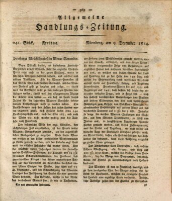 Allgemeine Handlungs-Zeitung Freitag 9. Dezember 1814