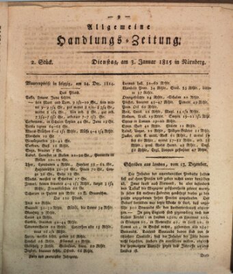 Allgemeine Handlungs-Zeitung Dienstag 3. Januar 1815