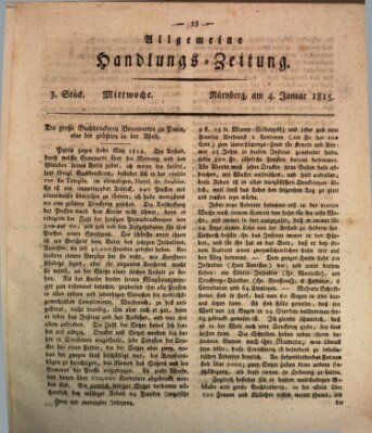 Allgemeine Handlungs-Zeitung Mittwoch 4. Januar 1815