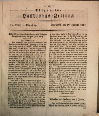 Allgemeine Handlungs-Zeitung Dienstag 17. Januar 1815