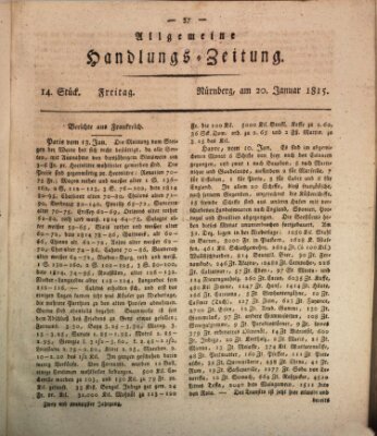 Allgemeine Handlungs-Zeitung Freitag 20. Januar 1815