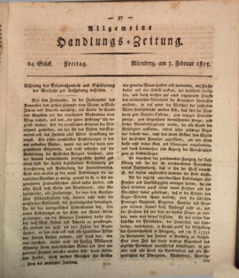 Allgemeine Handlungs-Zeitung Freitag 3. Februar 1815