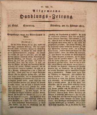 Allgemeine Handlungs-Zeitung Sonntag 19. Februar 1815