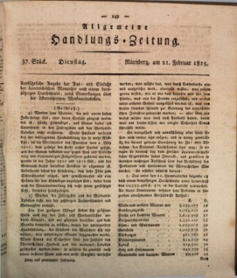 Allgemeine Handlungs-Zeitung Dienstag 21. Februar 1815