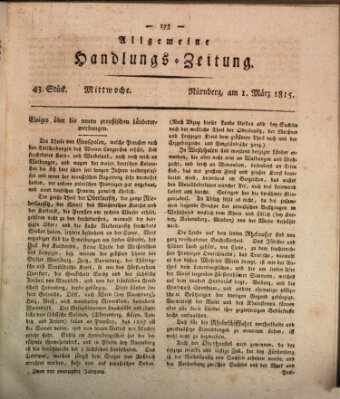 Allgemeine Handlungs-Zeitung Mittwoch 1. März 1815