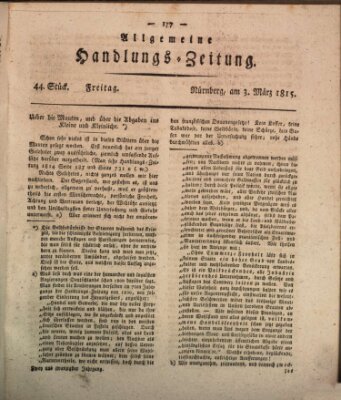 Allgemeine Handlungs-Zeitung Freitag 3. März 1815