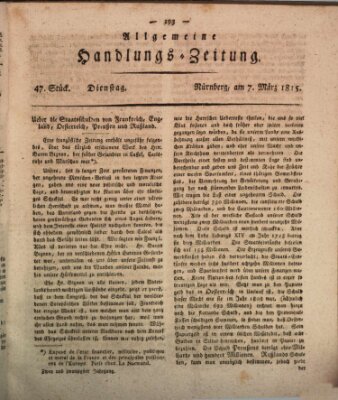 Allgemeine Handlungs-Zeitung Dienstag 7. März 1815