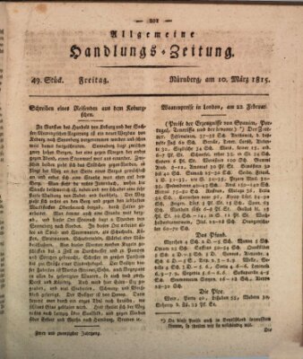 Allgemeine Handlungs-Zeitung Freitag 10. März 1815