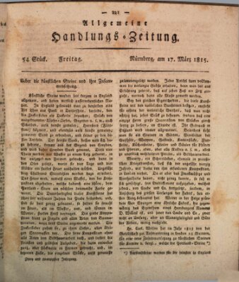 Allgemeine Handlungs-Zeitung Freitag 17. März 1815