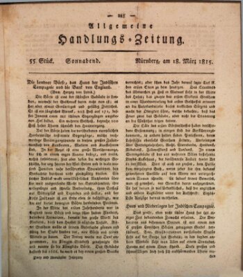 Allgemeine Handlungs-Zeitung Samstag 18. März 1815