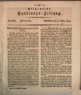 Allgemeine Handlungs-Zeitung Mittwoch 22. März 1815