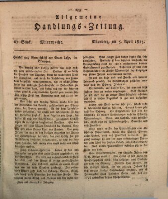 Allgemeine Handlungs-Zeitung Mittwoch 5. April 1815