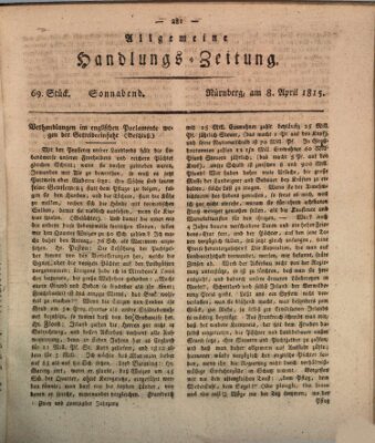 Allgemeine Handlungs-Zeitung Samstag 8. April 1815