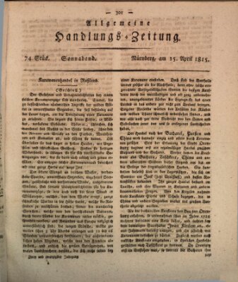 Allgemeine Handlungs-Zeitung Samstag 15. April 1815