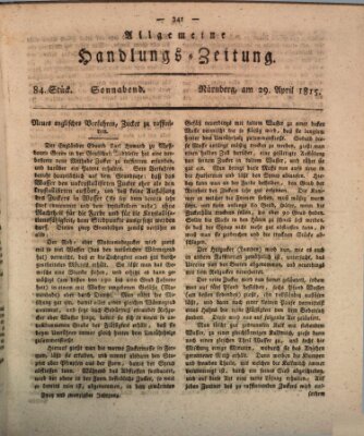 Allgemeine Handlungs-Zeitung Samstag 29. April 1815