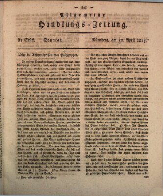 Allgemeine Handlungs-Zeitung Sonntag 30. April 1815