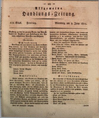 Allgemeine Handlungs-Zeitung Freitag 9. Juni 1815