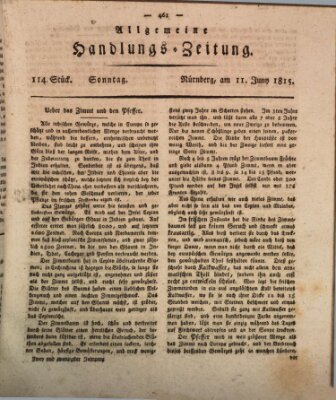 Allgemeine Handlungs-Zeitung Sonntag 11. Juni 1815