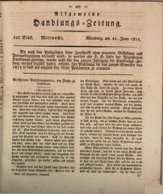 Allgemeine Handlungs-Zeitung Mittwoch 21. Juni 1815