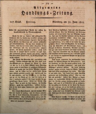 Allgemeine Handlungs-Zeitung Freitag 30. Juni 1815