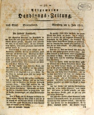 Allgemeine Handlungs-Zeitung Samstag 1. Juli 1815