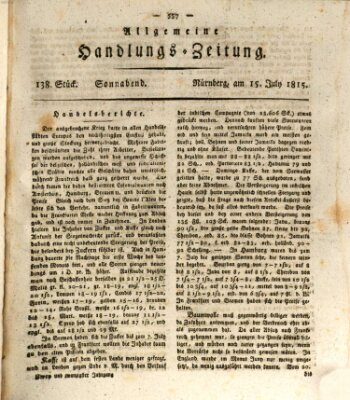 Allgemeine Handlungs-Zeitung Samstag 15. Juli 1815