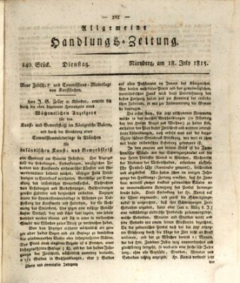 Allgemeine Handlungs-Zeitung Dienstag 18. Juli 1815