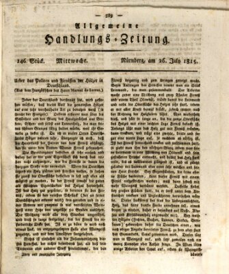 Allgemeine Handlungs-Zeitung Mittwoch 26. Juli 1815