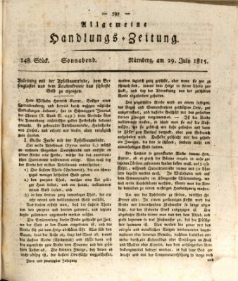 Allgemeine Handlungs-Zeitung Samstag 29. Juli 1815