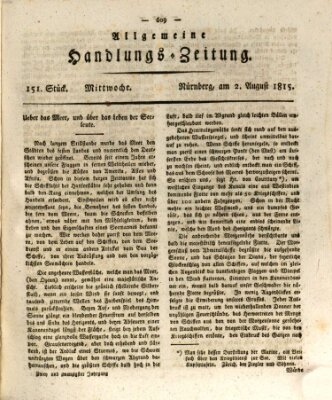 Allgemeine Handlungs-Zeitung Mittwoch 2. August 1815