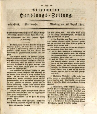 Allgemeine Handlungs-Zeitung Mittwoch 16. August 1815