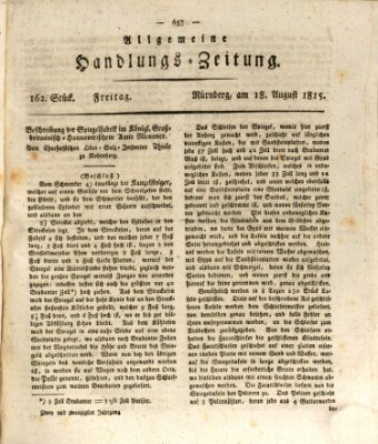 Allgemeine Handlungs-Zeitung Freitag 18. August 1815