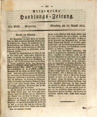 Allgemeine Handlungs-Zeitung Sonntag 20. August 1815