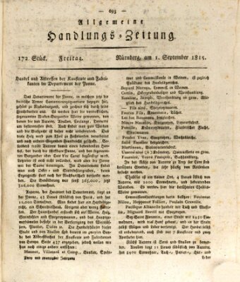 Allgemeine Handlungs-Zeitung Freitag 1. September 1815